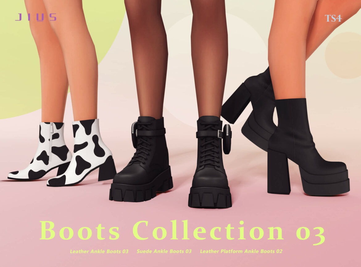 The Sims 4 boots collection 03 jius leather ankle boots - CC The Sims