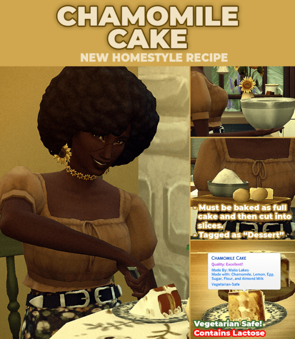 The Sims 4 Chamomile Cake – New Custom Recipe