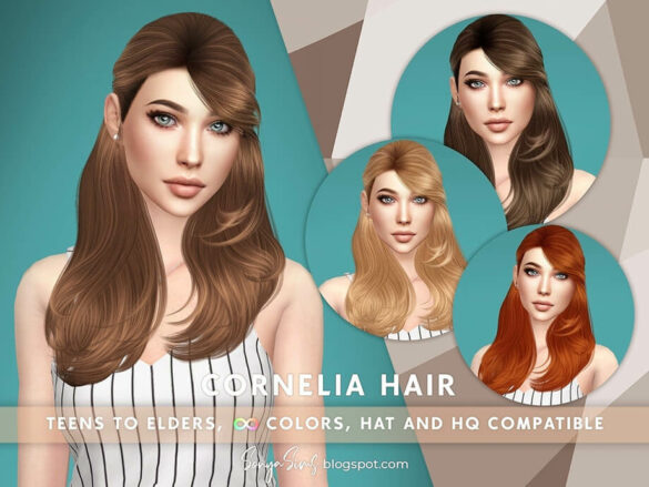 The Sims 4 Cornelia Hair by SonyaSimsCC