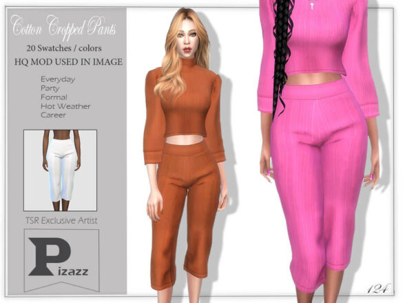 The Sims 4 Cotton Cropped Pants by pizazz