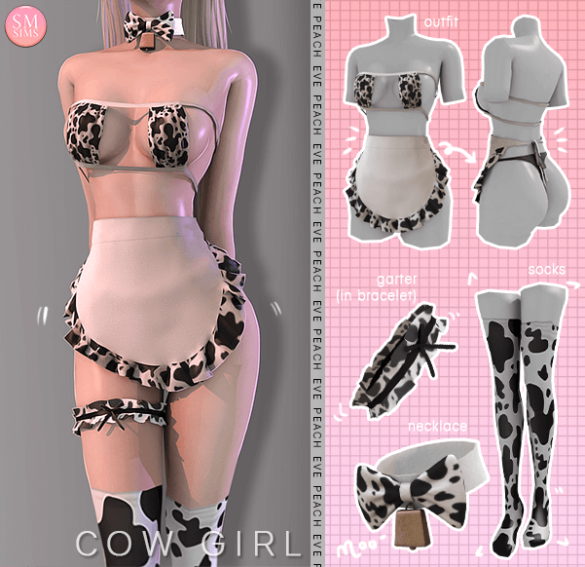 The Sims 4 Cow Girl Peach Set