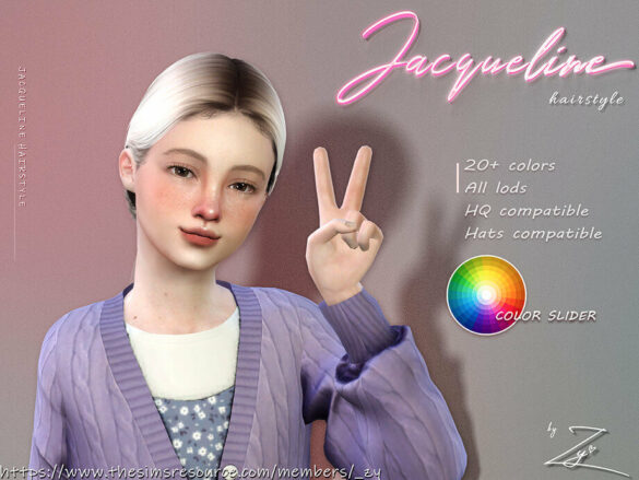 Jacqueline Hair for kids (Tight low ponytail) by _zy