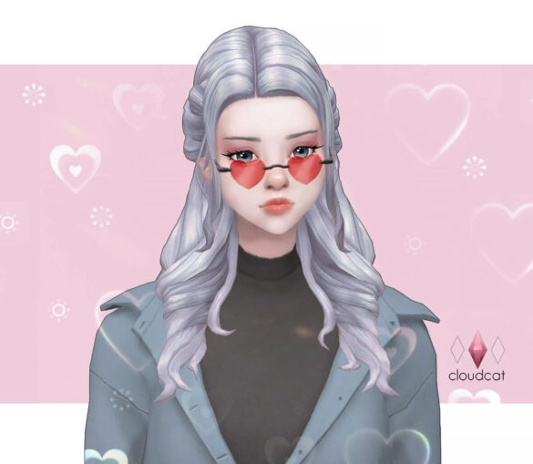 The Sims 4 Juniper Hair + Heart-shaped Glasses