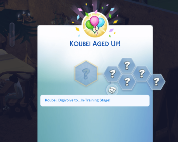 The Sims 4 Let our Sims Digivolve! (Age-Up Text Override)