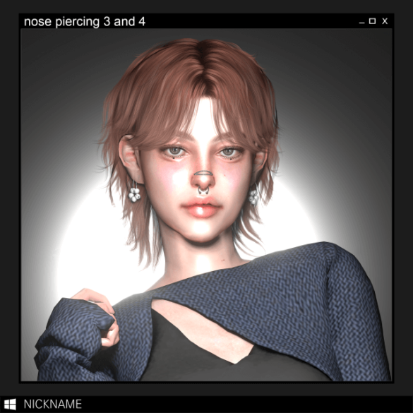 The Sims 4 nose piercing 3 and 4
