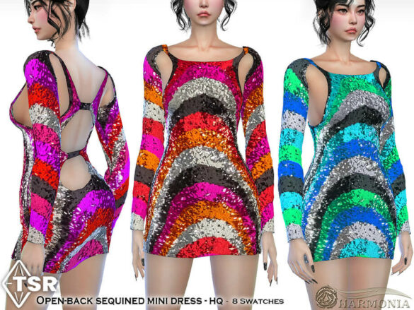 The Sims 4 Open-back Sequined Mini Dress by Harmonia