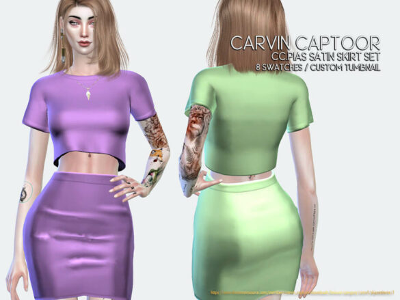 The Sims 4 Pias Satin Skirt Set II by carvin captoor