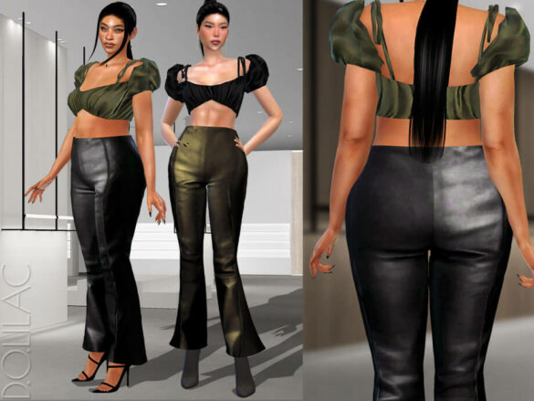 Puff Sleeve Crop Top [SET] DO307 by D.O.Lilac