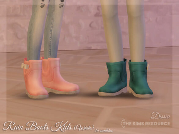 The Sims 4 Rain Boots Kids (White) by Dissia