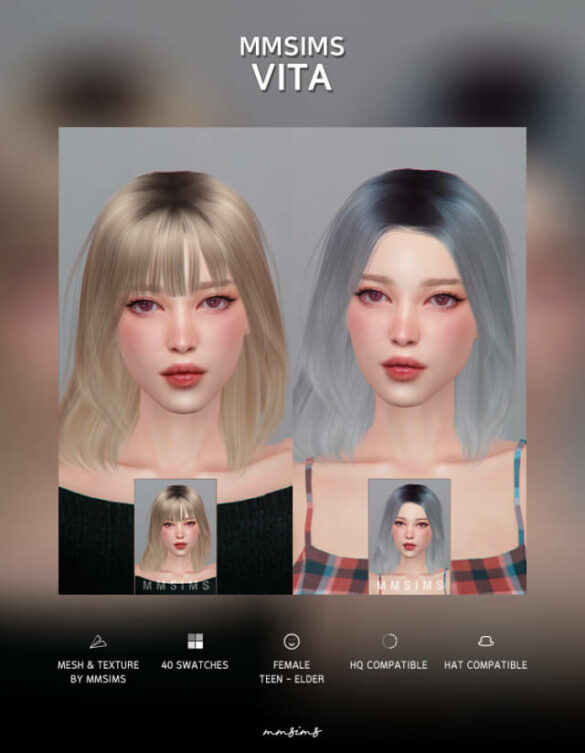 The Sims 4 s4cc mmsims hair vita vita without bangs