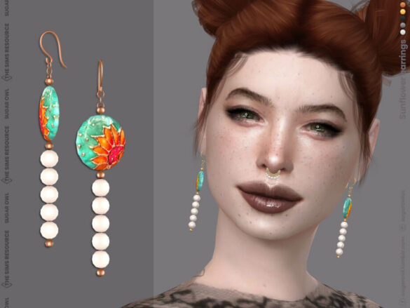 The Sims 4 Sunflower earrings by sugar owl at TSR