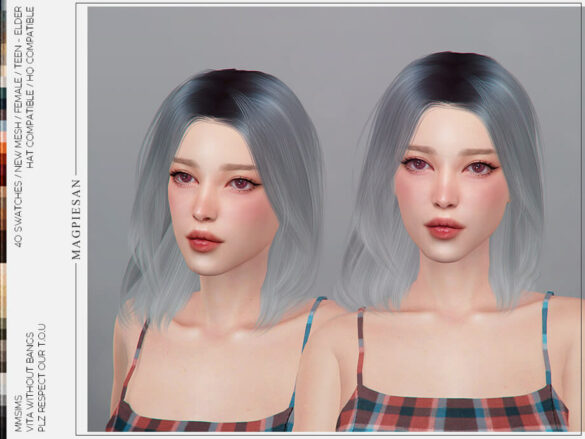 The Sims 4 Vita Hair without bangs by magpiesan at TSR