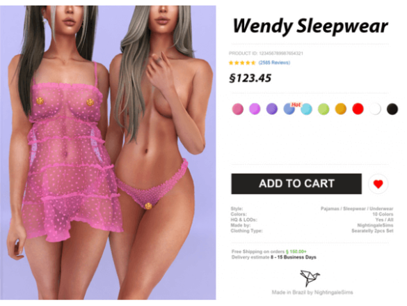 The Sims 4 Wendy Sleepwear Set by Nightingale Sims