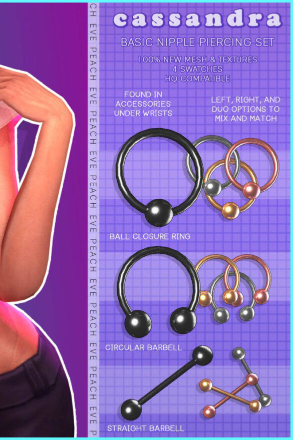 TS4 Cassandra Basic Nipple Piercing Set