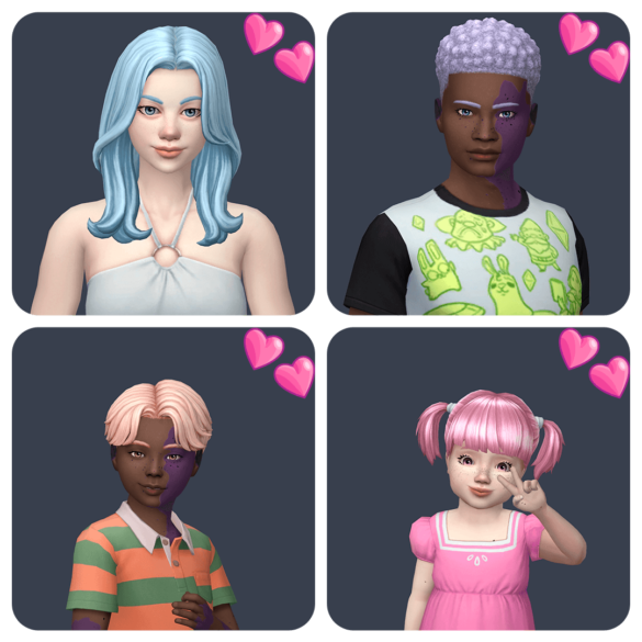 Base Game Hairs in Sweet Hearts