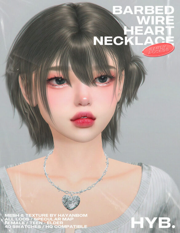 The Sims 4 BARBED WIRE & HEART NECKLACE at Hayanbom
