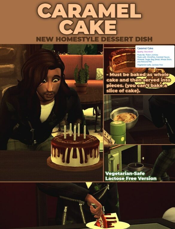 The Sims 4 Caramel Cake – New Custom Recipe by RobinKLocksley at Mod The Sims 4