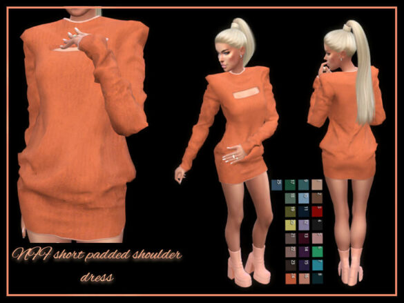 The Sims 4 Short padded shoulder dress by Nadiafabulousflow