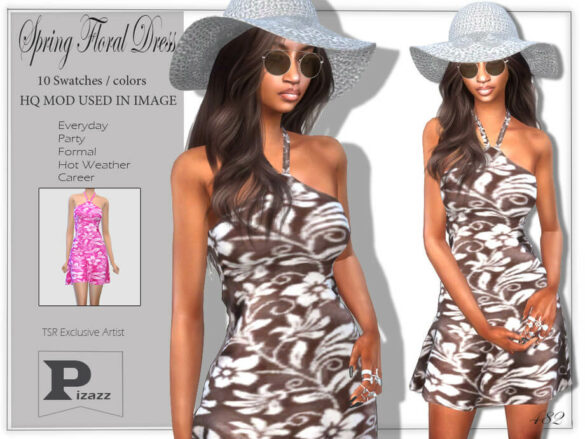 The Sims 4 Spring Floral Dress by pizazz at TSR