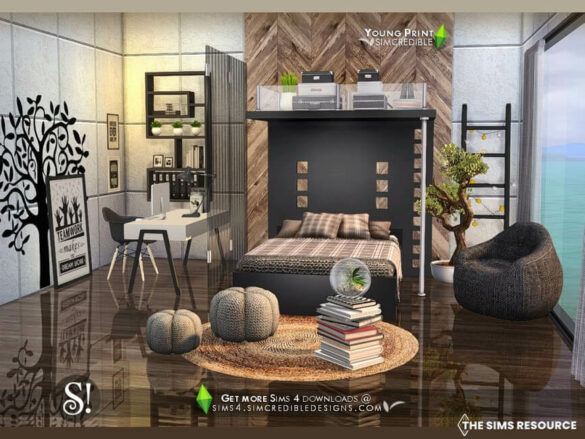 The Sims 4 Young Print Bedroom by SIMcredible!