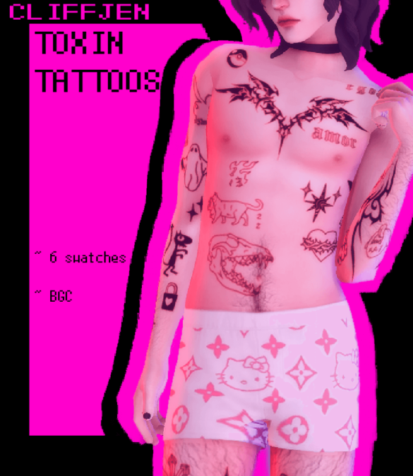 toxin tattoos 6 swatches CC The Sims