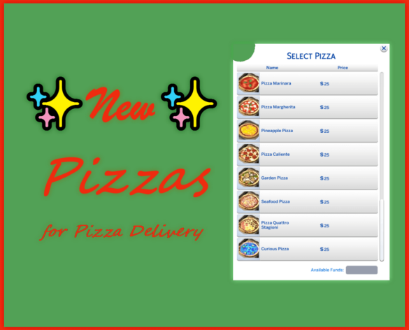 The New Pizzas but added to Pizza Delivery
