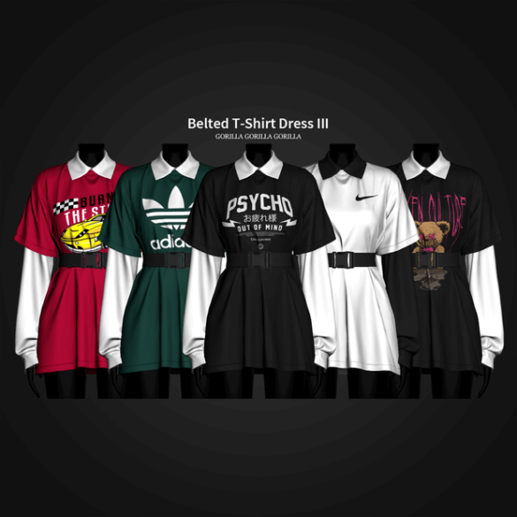 Belted T-Shirt Dress III · Bold Chain Earrings