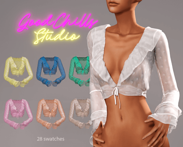 Ruffled Draw string Cropped Blouse