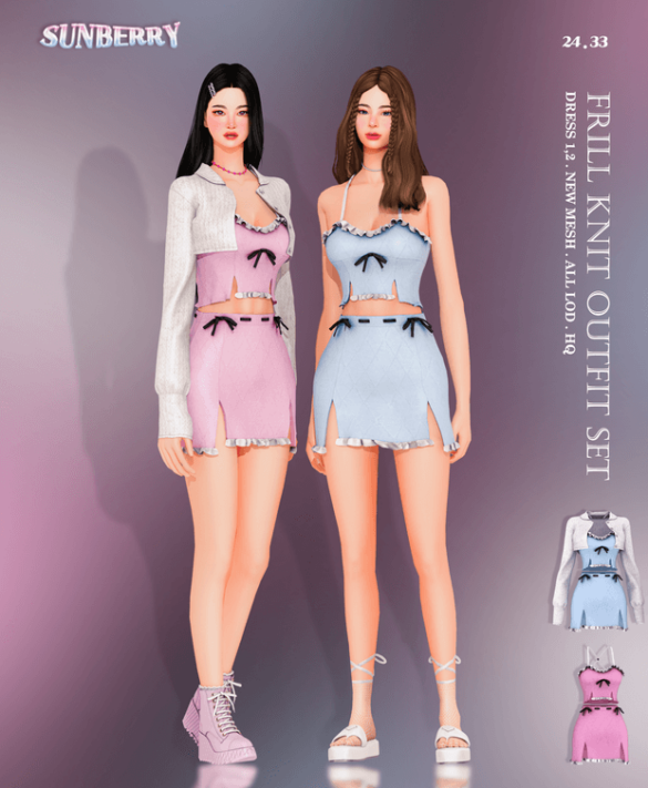 Frill knit Outfit SET - CC The Sims