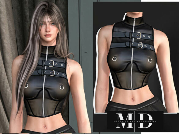 sexy leather top with straps - adult